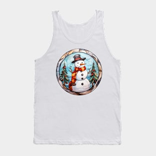 Snowman and christmas trees Tank Top